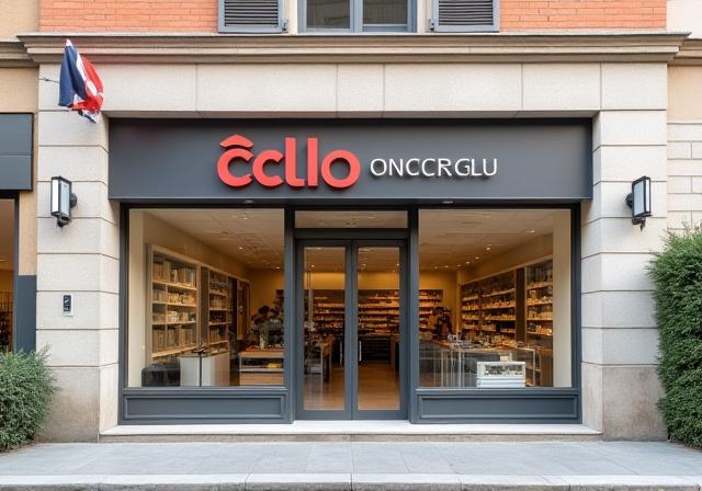 Facciata esterna del punto vendita di Ciclo Costruzioni a Roma.